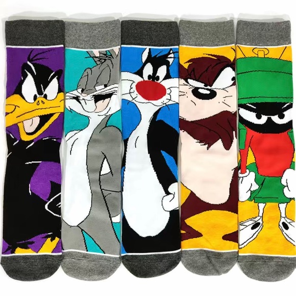 Other - 5 Pair Socks Looney Tunes Cartoon Character- One Size (7-10)